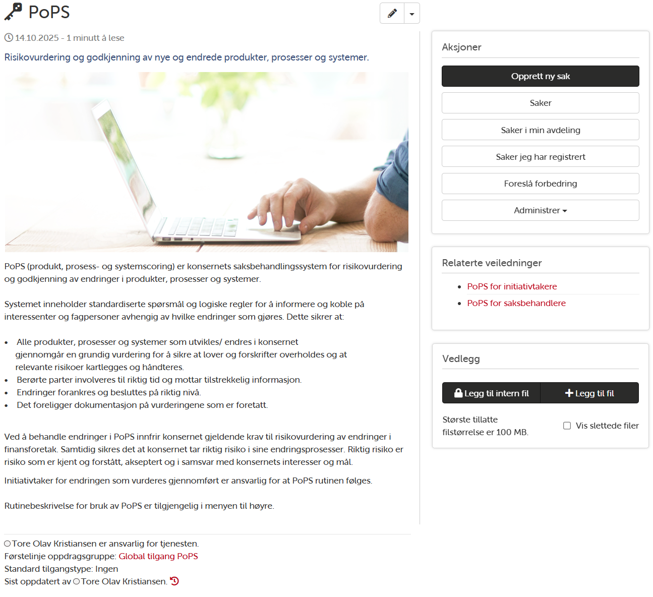Landingsside for PoPS-risikovurdering