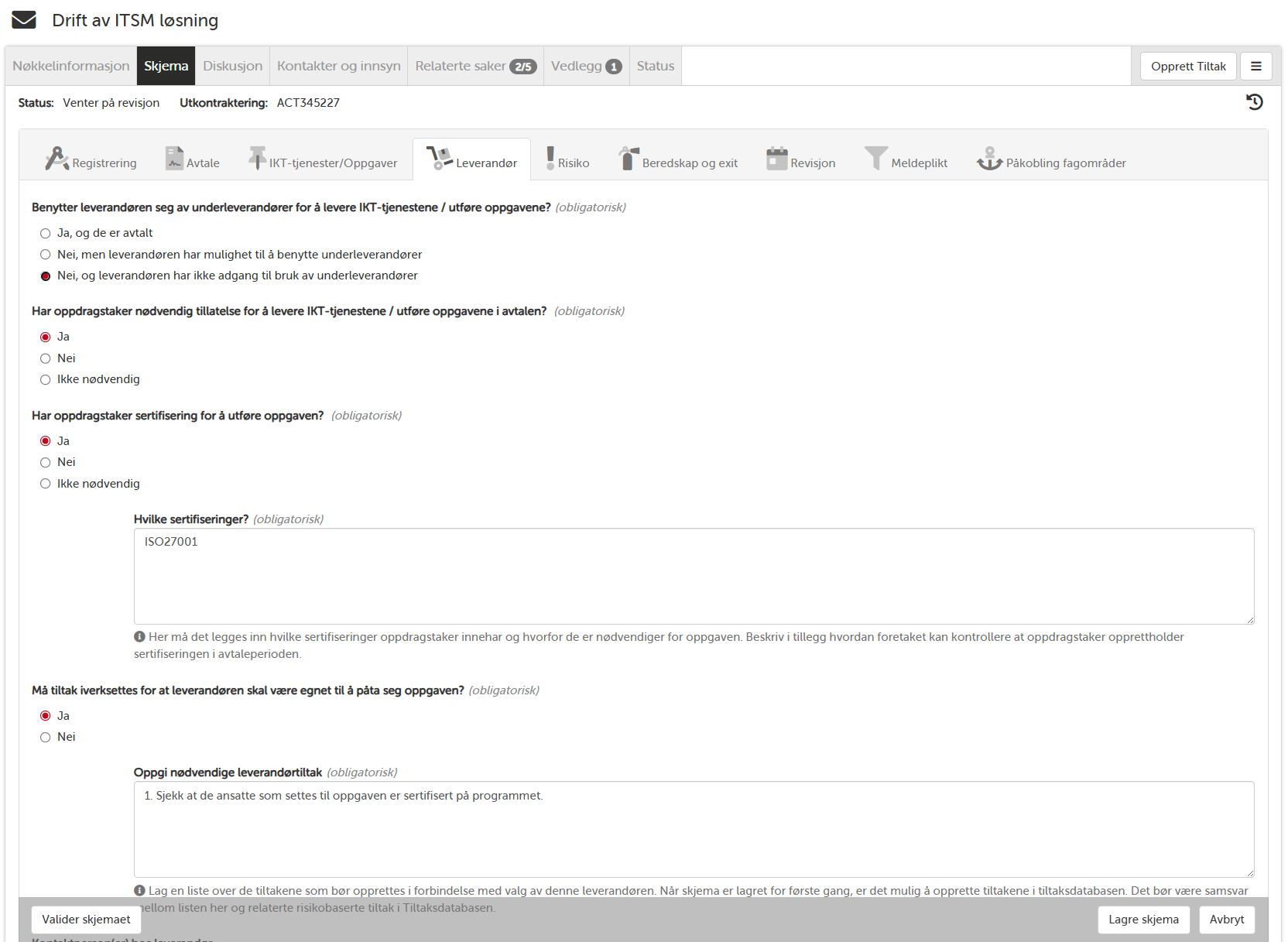 Leverandør — detaljer
